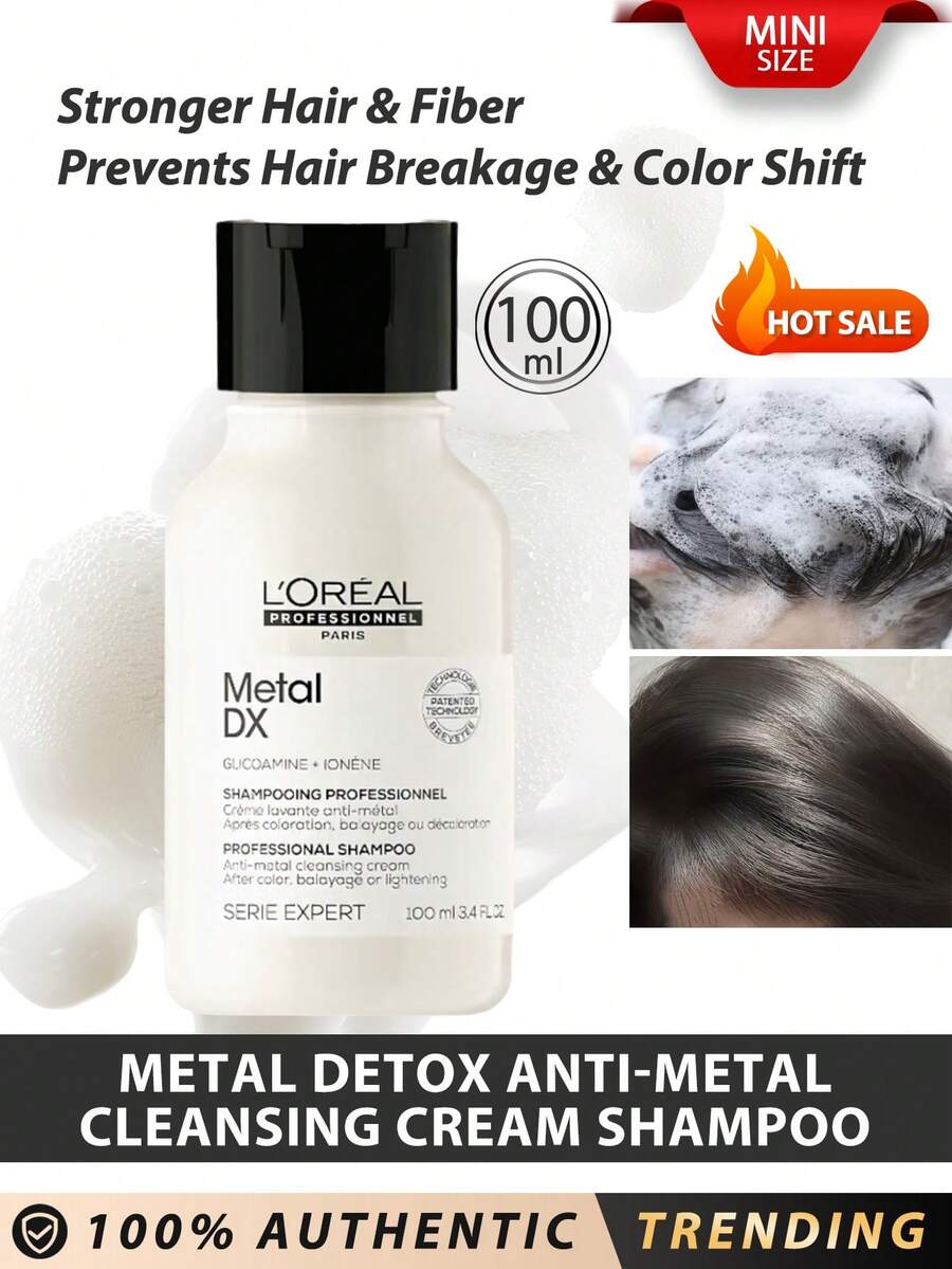 L'Oreal 巴黎欧莱雅专业美发 [迷你装] 专业系列 金属排毒抗金属清洁霜洗发露 100ml / 防止头发断裂和变色 / 秀发更强韧。纤维更强韧，更耐损伤。秀发更顺滑，长达 72 小时得到滋养。/ 抗金属清洁霜洗发露温和去除头发上的金属颗粒，防止头发断裂和变色。 - Metal Detox 100ml - 查看 1