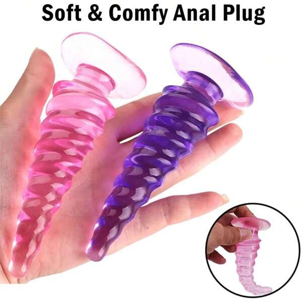 2 Pieces Anal Plug, Training Set Suitable For Beginners, Dildo, Soft Silicone Sex Toy With Threaded Texture, Universal Plug Suitable For Adult Male And Female Couples,Sex,Sexy,Sex Toys,Sex Tools,Tool Sex,SM Products For Male Man Female Woman&Couples