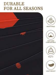 2/3pcs Printed Fitted Sheet Set, Bedding, Bed Sheets Set, Christmas Decorations, Soft And Comfortable Bedding, Skin-Friendly Bed Cover Set, Hallowen Decor, Fall Decor, Mattress Protector For Bedroom, Room Decor, For All Season, Fits Twin Full King Queen Size Bed, 1 Fitted Sheet And 2 Pillowcases, Machine Washable - 黑色愛心 - 查看 6