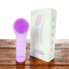 Silicon Facial Cleansing Brush Facial Cleansing Brush Silicone Face Scrubber For Men And Women Electric Facial Scrubber IXP7 Level 100% Waterproof Silicon Facial Brush - 紫色 - 查看 2