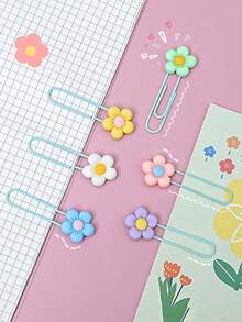 30件/27件/10件/9件/8件/6件/5件/3件/1件花朵PVC+金属回形针书签，可爱办公文具别针，多种颜色可选 - 彩色 - 查看 10