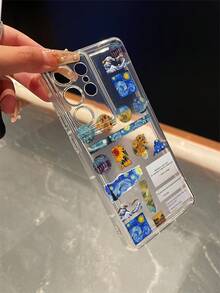 1 pieza Funda de teléfono protectora de TPU transparente con diseño de pintura al óleo, a prueba de golpes, como regalo, compatible con teléfonos Xs/Xsmax/Xr/11 12 13 14 15 16pro/Promax/14 15 16plus para hombres y mujeres, también es compatible con teléfonos