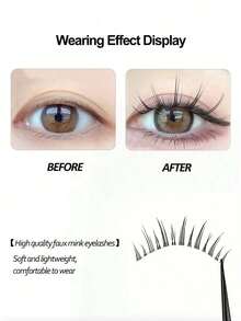 漫画假睫毛5对小恶魔自然柔软睫毛透明梗仙女仿貂毛睫毛自然舒适细腻柔软 - 黑色 - 查看 3