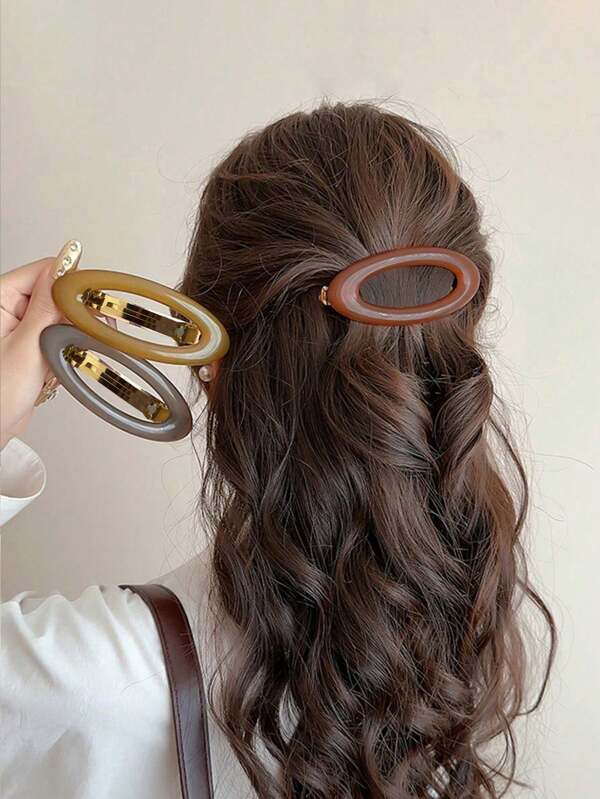 1 Stück eleganter ovaler, Cut Out, glänzender Metall-Haarclip, graziöser Spannclip für Pferdeschwanz, Dutt, Haarschmuck, flacher Klemmclip, Klemmclips, Clips für Haare, Haarspange, Haarklammern