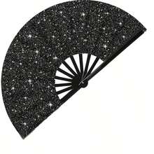 1 件女士闪光手扇，大型派对风格折扇，生日主题表演和节日舞蹈礼物，散装，节日手扇 | 闪亮设计 | 时尚配饰，生日派对装饰