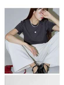 200g Pure Cotton T-Shirt 2025 Summer Ladies New Short Sleeve Pure Cotton Holiday Pattern Short Sleeve Round Neck Couple Wear Small Shirt Tops - 白色 - 查看 2