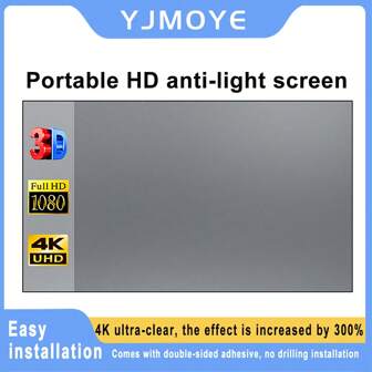 YJMOYE YJMOYE 72/100inch Projector Screen, Portable Anti-Light 16:9 3D 4K Projection Curtain For LCD Cinema Movie Video Home Projectors Easy To Intall