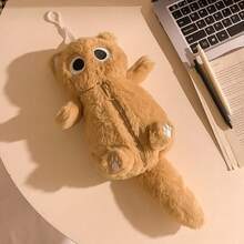 Back To School - Essential Gray Fluffy Kitten Pencil Case, High-Quality Cute Desktop Large Capacity Student Stationery Pouch - Multicolor - View 4