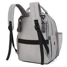 时尚妈咪背包，大容量尿布包，新妈妈哺乳包，孕妇包 - 灰色 - 查看 7