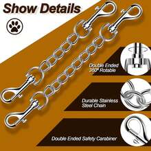 Dog Collar Backup Strap,Harness To Collar Ty Clip, Metal Stainless Steel Chain Leash Ty Strap, Escape Proof Ty Attachment For Dog, Ties, Backup, Connector. (8 Inches) - 8 Inches - View 3