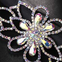 Colorful Crystal Flower Hand Bracelet Belly Dance Jewelry For Women Performance Show Rhinestone Bangle Bracelet Wedding Design - 鍍銀 - 查看 8