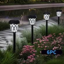 Pacote com 6 luzes de LED para jardim alimentadas por energia solar - IP44 à prova d'água, design de treliça, material de polipropileno, fácil instalação para iluminação de jardins, pátios e paisagens externas, perfeitas para presentes de Natal, Halloween, Ano Novo e Dia dos Namorados - Luz branca - Ver 2