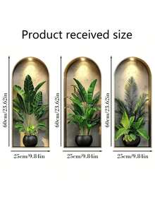 3pcs/Set Nordic Green Plant Theme Faux Arch Window Flower Pot Wall Stickers, 3 Pieces Self-Adhesive Removable Decorative Decals, Suitable For Living Room, Dining Room, Study And Other Connected Decor, Creative Home Wall Art - Multicolor - View 8