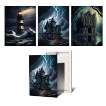 1pc/3PCS All Art Posters Optional Frames Halloween Abandoned Churches And Haunted Houses Vintage Wall Art Canvas Painting Gothic Architecture Horror Art Poster Printing Home Decoration Halloween Decor Fall Decor Room Decor