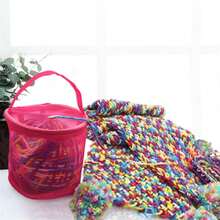 1pc Colorful Nylon Mesh Crochet Drawstring Bag - Durable Handcraft Storage Pouch With Zipper Closure, Suitable For Yarn, Crochet Hooks - Rose Red/Purple, Yarn Storage Bag - Multicolor - View 5