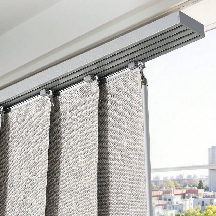Panel Track Blinds, Extendable Track From 45.8 In To 86 In W, Trimmable Panel Curtains Up To 96 In H, Vertical Blackout Panel Blinds For Sliding Doors, Patio Doors, Room Divider, Light Gray - Light Grey - View 1