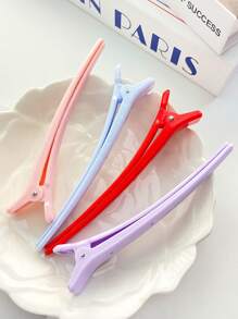 4 件套女士超长发夹，日常造型配件鳄鱼发夹发型师无缝夹，长款鳄鱼发夹，用于烫发和染发分区，也适合日常使用，发型设计套装，美发工具套装，学校用品