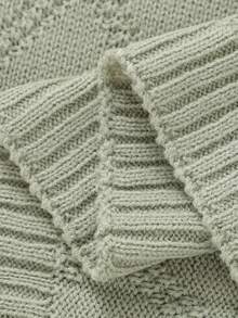 客製化手工刺繡姓名兒童針織毯，嬰兒毯，四季通用多功能裝飾字母包巾被套組 - 淺綠 - 查看 5