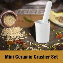 1 zestaw porcelanowego małego moździerza i tłuczka, ceramiczny zestaw młynka do ziół i kruszarki do tabletek, miniaturowy biały ceramiczny zestaw moździerza i tłuczka, głęboka ceramiczna misa z tłuczkiem i moździerzem, zestaw młynka i kruszarki do przypraw, misa do mielenia przypraw i ziół, duża kruszarka do tabletek, nadaje się również do kruszenia przypraw, ziół itp.