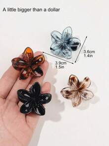 4 件渐变深琥珀色花朵发夹，简约优雅小巧凌乱侧发髻发带，发饰 - 彩色 - 查看 3