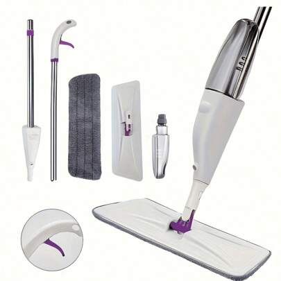 1 peça esfregão spray multifuncional - esfregão portátil com garrafa recarregável para limpeza úmida e seca, esfregão de microfibra para uso doméstico e de cozinha em pisos de madeira, azulejo e laminado - esfregão de pó de alto desempenho para sala de estar, quarto e banheiro
