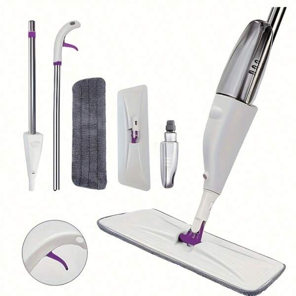 1pc Multifunctional Spray Mop - Portable Mop With Refillable Bottle For Wet And Dry Cleaning, Microfiber Pad Mop For Home And Kitchen Use On Wood, Tile, Laminate Floors - High Performance Dust Mop For Living Room, Bedroom, Bathroom