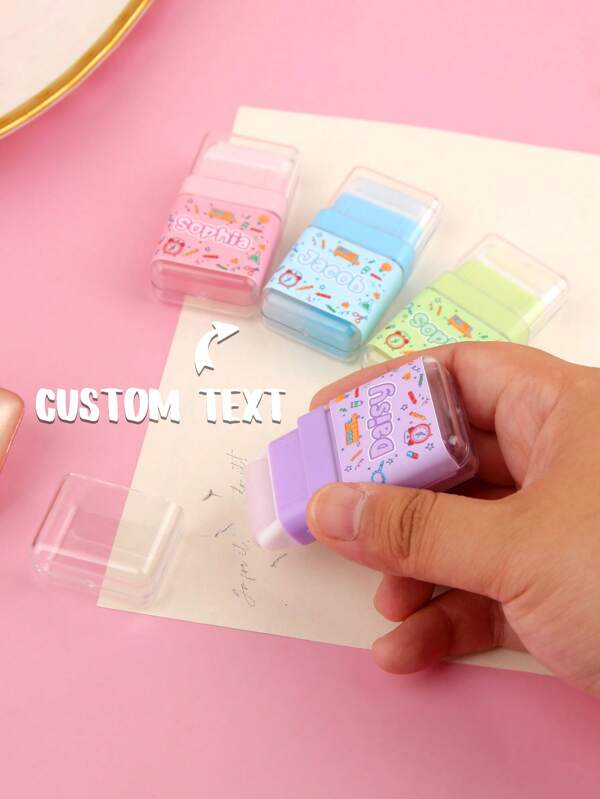 4 Pieces Of Custom Roller Erasers - Student Creative Erasers With Custom Text, Cute Cartoon Rollers, Double-Headed Without Leaving Marks. Eraser For Pencil Erasing. Suitable For Holiday Gifts, School Gifts, Graduation Gifts, Party Gifts. For Sons, Daughters, Fathers, Mothers, Good Friends, Boyfriends, Girlfriends, Classmates And Family Members. Suitable For Schools, Indoors, Outdoors And Offices.