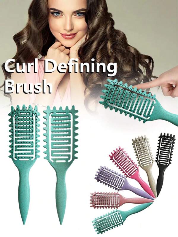 Haarbürste für Trocken und Nassgebrauch | Kunststoff | Klassische Volltonfarbe | Handkamm | Styling Tool für den täglichen Gebrauch | Ganzjährige Verwendung | Basic Stil und Funktion | Geschenk für Frauen | Halal Lockenpflegebürste | Antistatischer Entwirrungskamm für dickes, lockiges Haar, Cut Out
