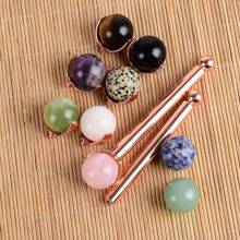 Natural Stone Care Massage Roller Stainless Steel Wand Care Eye Massager Interchangeable Roller