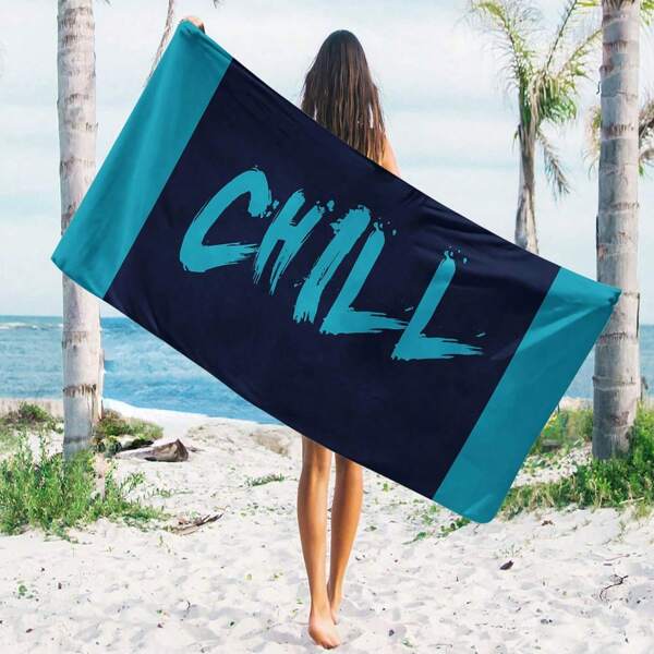 1pc Cold Design Beach Shawl Scarf, Large Beach Towel, Microfiber Square Bathsheet, Digital Printing For Swimming Pool, Camping, Traveling