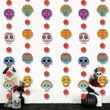 Bunte Papier Totenkopf Bänder, mexikanische Tag der Toten Party Deko Anhänger, Tag der Toten Deko Totenkopf Anhänger, mexikanische Maifest Party Dekorationen, mexikanische Karneval Party Bänder, Halloween Party Atmosphäre Dekorationen, Heim Dekor Ornamente, geeignet für Horror-Themenpartys, Spukhäuser und Tag der Toten Feiern, Halloween Requisiten, Geister Veranstaltung Dekorationen, Themen Fest Dekorationen, keine Stromversorgung erforderlich