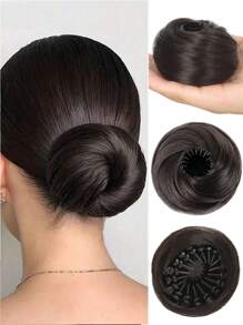 合成发髻，合成接发，优雅女士发髻，接发 - 10 厘米（4 英寸）可延伸合成发，带夹子，耐热纤维，适合所有发质，安全可调节设计，适合所有女性日常穿着和派对发饰 - 彩色 - 查看 14