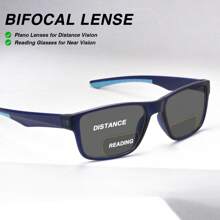 1pc Fashion Grey Tint Bifocal Reading Glasses, Bifocal Lens For Near & Far Vision, Ultra-Light Frame With Non-Slip Leg Design & Contrasting Color Accents, Comfortable Casual Bifocal Glasses For Men - Black and Red - View 6