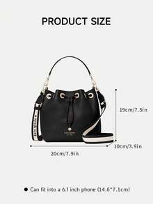 Kate Spade Túi đeo chéo Emma Small Bucket Bag Spade Flower dành cho nữ Túi da đen đeo vai Túi xách nữ Ví có khóa rút Túi cầm tay thường ngày có dây đeo có thể tháo rời và điều chỉnh - màu đen - Xem 5