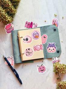 100pcs - Pink Halloween Graffiti Stickers Decoration, Guitar Notebook Luggage DIY Waterproof Stickers, Holiday Gifts, Party Gifts, Halloween Gifts, Home Decoration, Car Decoration, Bedroom Decoration