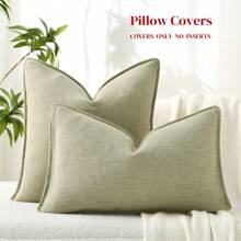 1 pièce de housse de coussin vert en chenille avec un design élégant. Coussins décoratifs doux et luxueux pour le canapé, le lit et la décoration de la maison, housses de coussin de Noël