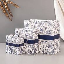 1 pieza Bolso de tote multifunción, bolsa de regalo con estampado floral vintage, bolsa de papel de moda de alta gama, bolsa para envolver regalos, logo personalizable