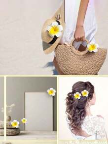 4 قطع مشابك شعر بشكل زهرة، مشابك شعر وهمية على شكل زهرة البابونج الحلوة، مشابك لخصلات الشعر الجانبية، مشابك شعر على طراز بوهيمي مناسبة للارتداء اليومي، تصوير حفلات الشاطئ والعطلات، اكسسوارات الحفلات، ملابس العطلات للنساء