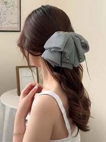 发夹 1 件优雅格纹蝴蝶结发夹，柔软优雅的低马尾造型，高端感，时尚百搭的发夹，适合日常佩戴、休闲、派对、通勤、旅行、搭配服装发饰优雅爪夹、蝴蝶结配饰、学校用品、学院秋季配饰秋冬度假装女士