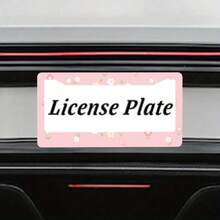 1pc Pink Floral 2-Hole License Plate Frame, Aluminum Material, 6x12 Inches With Screw Set, Cartoon Flower Design, Fun Car Decoration, Retro Style, Universal Size Vehicle Plates - 12x6 inch - Xem 7