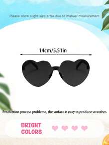 10pcs Heart Shaped Party Glasses For Women, Retro Fashion Rimless Heart Glasses, Suitable For Wedding, Party, Birthday, Bridal Shower, Fashion Accessory, Party Favors (Black) - Black - View 8