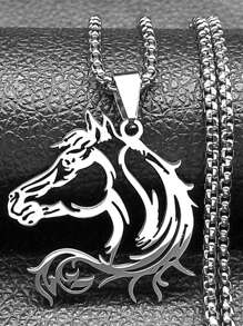 Colar de Aço Inoxidável com Cabeça de Cavalo Estética em Forma de Animal, Cores Ouro, Prata e Preto, Presente para Amantes de Cavalos, Homens e Mulheres