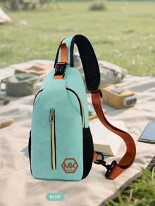 男士新款百搭撞色腰包运动男包单肩包韩版胸包斜挎包大容量，送男士礼物 - 彩色 - 查看 6