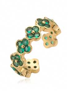 1 件 18K 多层珍珠三叶草锆石不锈钢戒指，优雅女士，适合派对、约会和办公室佩戴 - 四葉草戒指5 - 查看 5