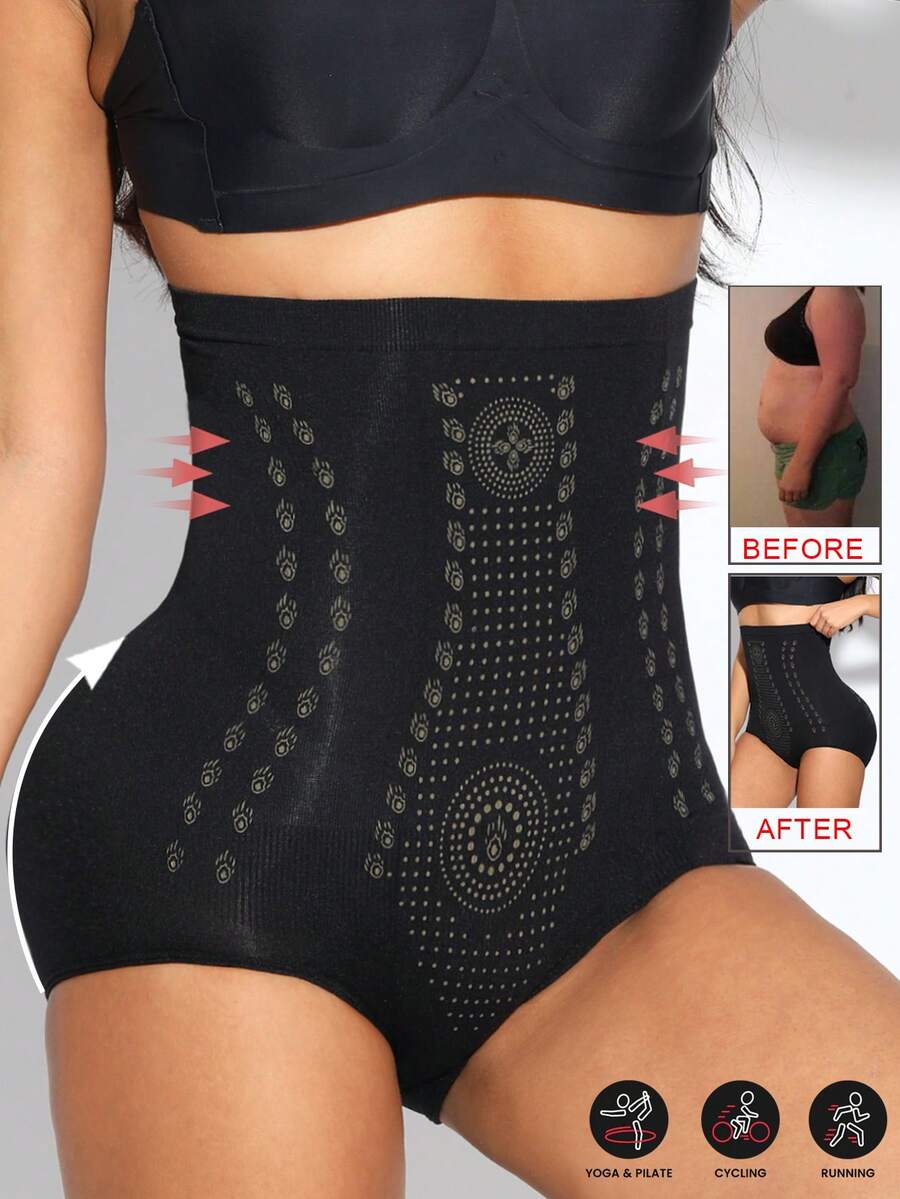Women's High Waist Sports Pants, Butt Lifting & Shaping, Sauna Shaping, Slimming Yoga Fitness Leggings, Seamless Sportswear, Perfect Shaping, Moisture-Wicking Tight Pants, Women's Sportswear Fitness Accessories, Can Be Paired With Waist Cincher And Belt To Create A Slim Waistline. - Black - View 1