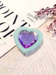 1pc Heart-Shape Gemstone Finger Ring Mobile Phone Stand, Slouchy Person's Must-Have Device Holder, Sturdy Adhesive Mount, Attach On Phone, Anti-Drop & Shake Resistant