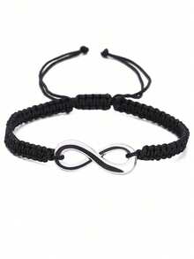1pc Fashion Minimalist Alloy 8 Shaped Endless Woven Adjustable Bracelet, Friendship Couple Bracelet, Valentine's Day/Bestfriend Gift - Multicolor - View 16