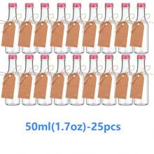 25 Pack, Mini Liquor Bottles,0.83oz 1.7oz 3.3oz Plastic Empty Miniature Bottle With Screw Caps, Small Shot Bottles, Drink Containers Wine Bottles Reusable Empty Spirit Bottle Juice Bottles Alcohol Bottles Sauce Bottles For Weddings Parties, Christmas Day Party Supplies