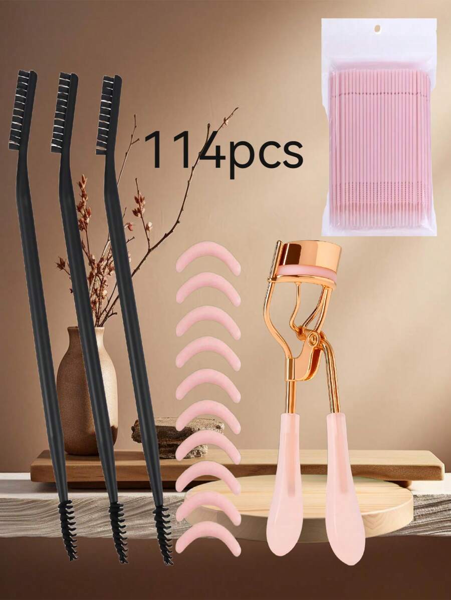 114/14/9/6/3/2pcs Spiral Tapered Brush Heads, Multi-Functional Combination Set, Suitable For Daily Commute, Beginner Practice, Party Makeup, Eyebrow Grooming - Black - View 1