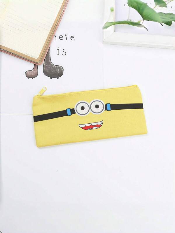 Minions 1 pieza Estuche para lápices, estuche para lápices de gran capacidad para estudiantes, estuche para lápices multifuncional y creativo con bolsa de almacenamiento, estuche para lápices de impresión simple, estuche para lápices portátil, estuche para lápices de alta capacidad. Vuelta al cole, útiles escolares